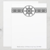Grijs Scheepswiel Aangepast vel papier (Voorkant / Achterkant)