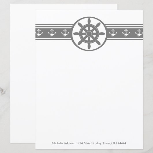 Grijs Scheepswiel Aangepast vel papier (Voorkant / Achterkant)