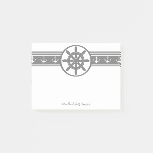 Grijs Scheepswiel Aangepaste notities Post-it® Notes (Voorkant)