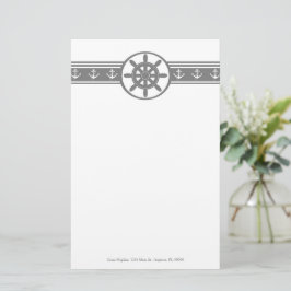Grijs Scheepswiel Aangepaste pokerij Briefpapier