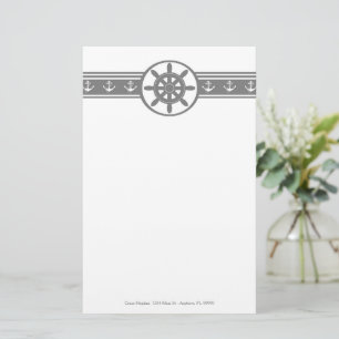 Grijs Scheepswiel Aangepaste pokerij Briefpapier