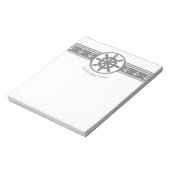 Grijs Scheepswiel Gepersonaliseerd Notitieblok (Linkerzijde)