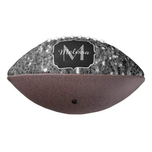 Grijs schittert faux glitter Monogram American Football (Gedraaid 270)