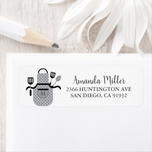 Grijs Schort keuken retour adreslabel Etiket (Insitu)