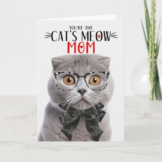 Grijs Schots Fold Cat voor Mam op Moederdag Feestdagen Kaart (Voorkant)