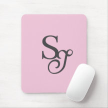 Grijs script initiaal monogram roze