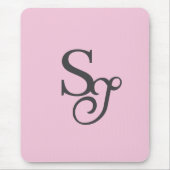 Grijs script initiaal monogram roze muismat (Voorkant)