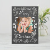 Grijs Scrolls Chalkboard Vakantie Fotokaart Feestdagenkaart (Staand voorkant)