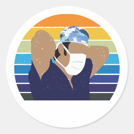 Grijs scrub pet ronde sticker (Voorkant)