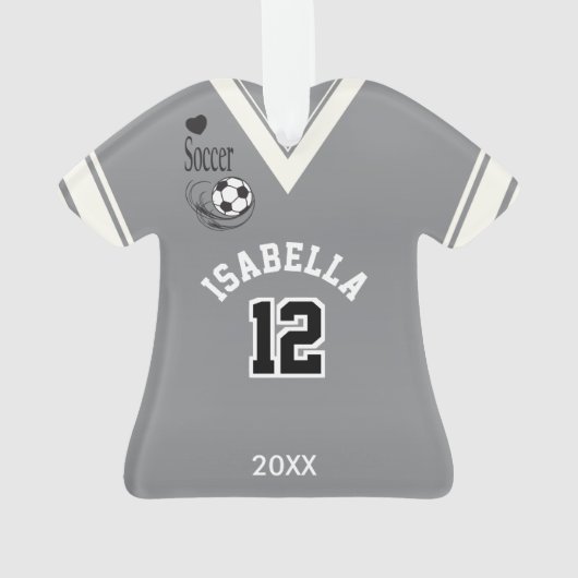 Grijs Shirt Voetbal Ornament (achterkant)