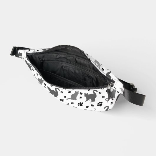 Grijs Silhouet Katten Pawprints Patroon Heuptasje (Open)