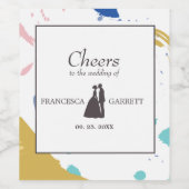 Grijs silhouet op kleurrijke achtergrond wijn etiket (Enkel label)