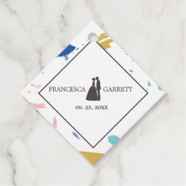 Grijs Silhouet van de bruid en bruidegom Bedankjes Labels