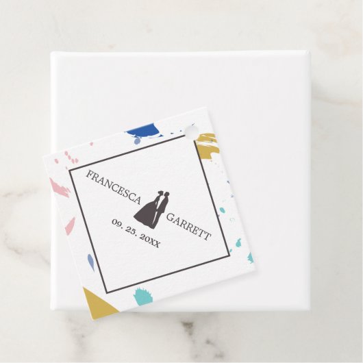 Grijs Silhouet van de bruid en bruidegom Bedankjes Labels (In situ)