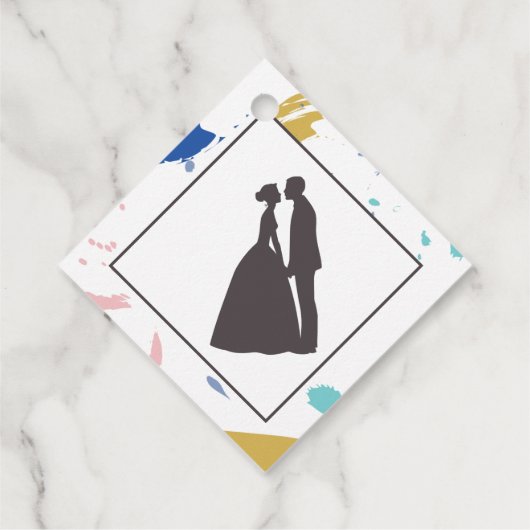 Grijs Silhouet van de bruid en bruidegom Bedankjes Labels (Achterkant)