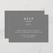 grijs simpel - elegant minimalistisch online telef RSVP kaartje (Voorkant / Achterkant)