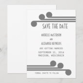 Grijs Simple Deco Chic Save the Date Uitnodiging (Voorkant / Achterkant)