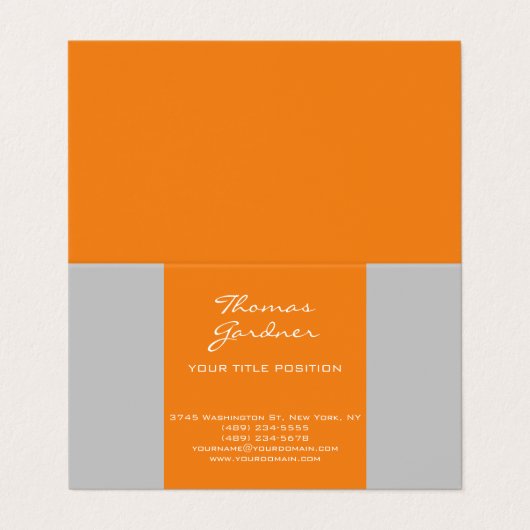 Grijs Sinaasappel Handschrift Plain Creative Moder Visitekaartje (Buitenkant ongevouwen)