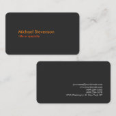 Grijs Sinaasappel Modern afgerond standaard Visite Visitekaartje (Voorkant / Achterkant)