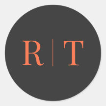 Grijs sinaasappel Monogram Bruiloft