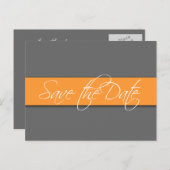 Grijs Sinaasappel Save the Date Briefkaarten Weddi (Voorkant / Achterkant)