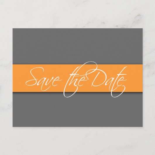 Grijs Sinaasappel Save the Date Briefkaarten Weddi (Voorkant)