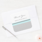 Grijs Sky Blue Gingham Dank u bruiloft gunst Label (Envelop)