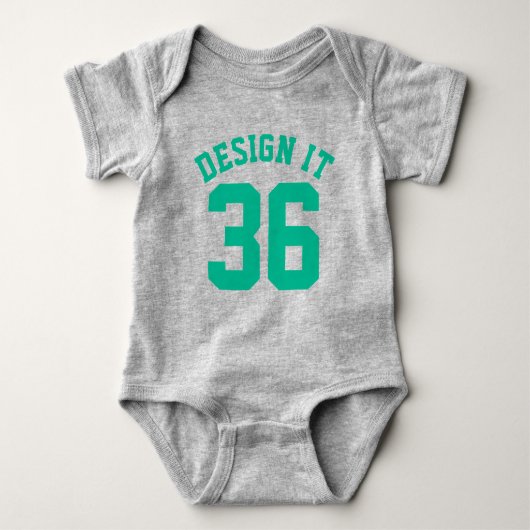 Grijs & smaragdgroen Baby | Sporttrui ontwerp Romper (Voorkant)
