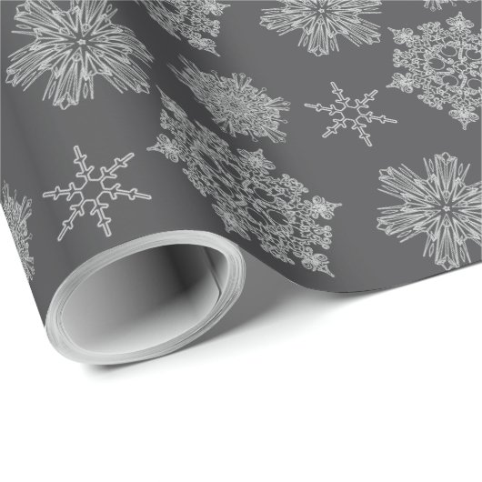 Grijs sneeuwvlok inpakpapier (Rol Hoek)