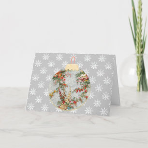 Grijs Snowflake Floral Ornament Kerstmis Kaart