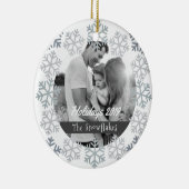 Grijs Snowflakes Vakantie Wit keramisch Ornament (Rechts)