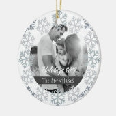 Grijs Snowflakes Vakantie Wit keramisch Ornament (Links)