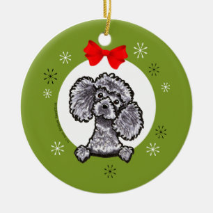Grijs Speelgoed Poodle Kerstmis Klassiek Keramisch Ornament