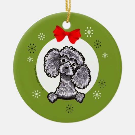 Grijs Speelgoed Poodle Kerstmis Klassiek Keramisch Ornament (Voorkant)