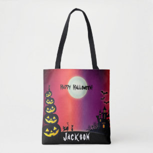 Grijs spookhuis Halloween Tote Bag
