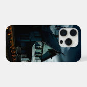 Grijs spookhuis iPhone hoesje (Achterkant horizontaal)