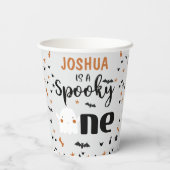 Grijs Spooky One Halloween 1e Verjaardag Papieren Bekers (Achterkant)