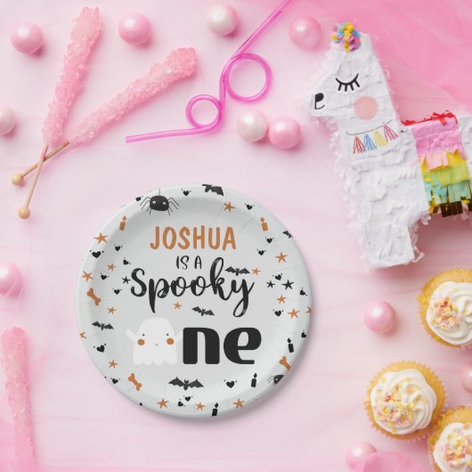 Grijs Spooky One Halloween 1e Verjaardag Papieren Bordje (Feest)