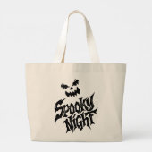Grijs spooky pompoen gezicht grote tote bag (Achterkant)