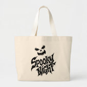 Grijs spooky pompoen gezicht grote tote bag (Voorkant)