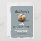 Grijs  Sport Baseball Thema Verjaardagsfeest Kaart (Voorkant)