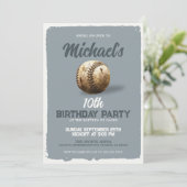 Grijs  Sport Baseball Thema Verjaardagsfeest Kaart (Staand voorkant)