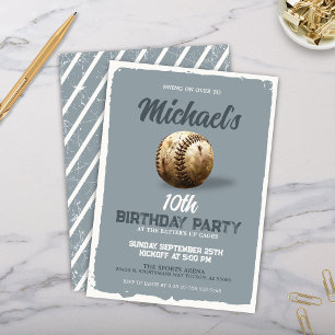 Grijs Sport Baseball Thema Verjaardagsfeest Kaart