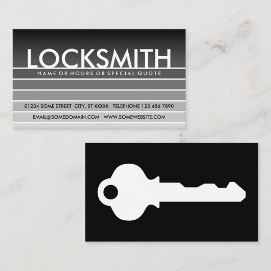 grijs staal LOCKSMITH Visitekaartje (Voorkant / Achterkant)