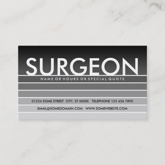 grijs staal SURGEON Visitekaartje (Voorkant)