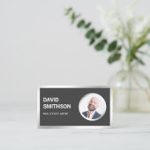 Grijs Staal Zilver Foto Makelaar Visitekaartje (Staand voorkant)