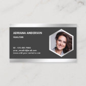 Grijs Staal Zilver Onroerend goed Foto Realtor Visitekaartje (Voorkant)
