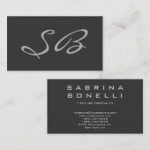 Grijs Standaard Monogram Visitekaartje (Voorkant / Achterkant)