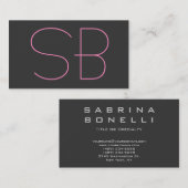 Grijs Standaard Monogram Visitekaartje (Voorkant / Achterkant)