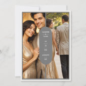 Grijs Stijlvol Ovaal Minimalist 2 foto's Bruiloft Save The Date (Voorkant)